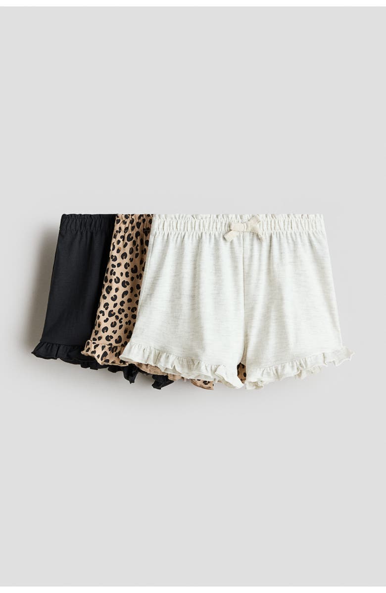 H&M 3-pack Frill-trimmed Cotton Shorts, Alternate, color, Beige/Leopard Print