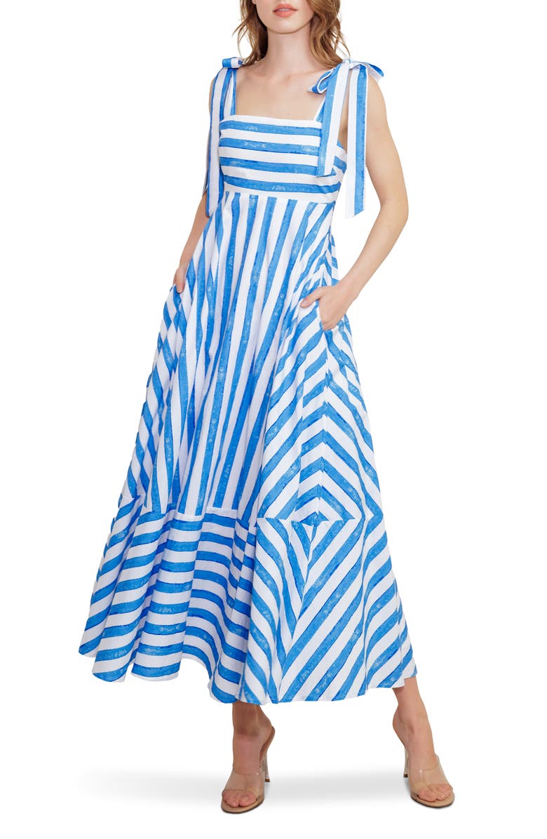 FREEMARKET Tie Strap Maxi Dress, Main, color, Blue