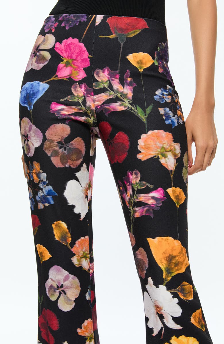 Alice + Olivia Floral High Waist Bootcut Pants, Alternate, color, 