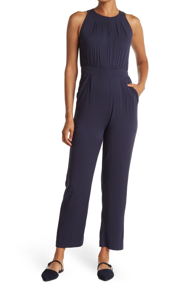 Sharagano Sleeveless Challis Jumpsuit, Main, color, 