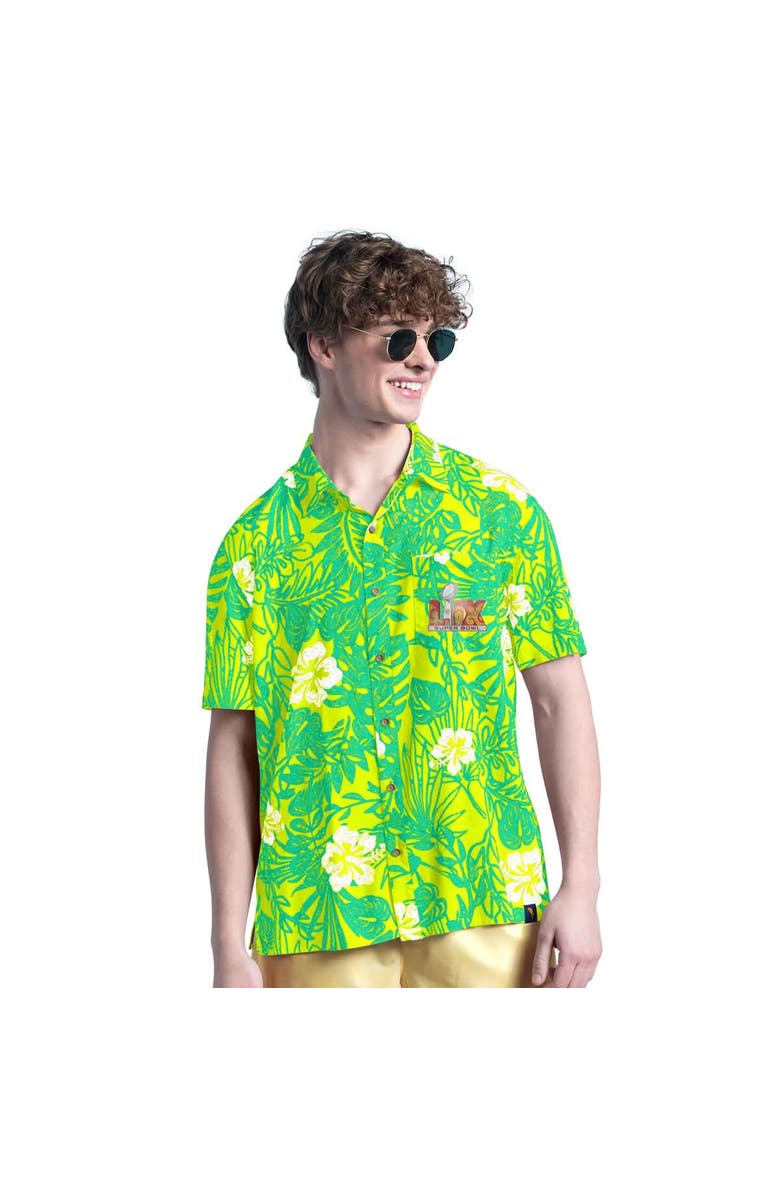Margaritaville Men's Margaritaville Green Super Bowl LIX Bourbon Street Party Button-Up Shirt, Main, color, 