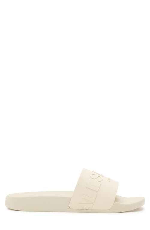 Allsaints Biggy Slip On Logo Slides In Chalk White