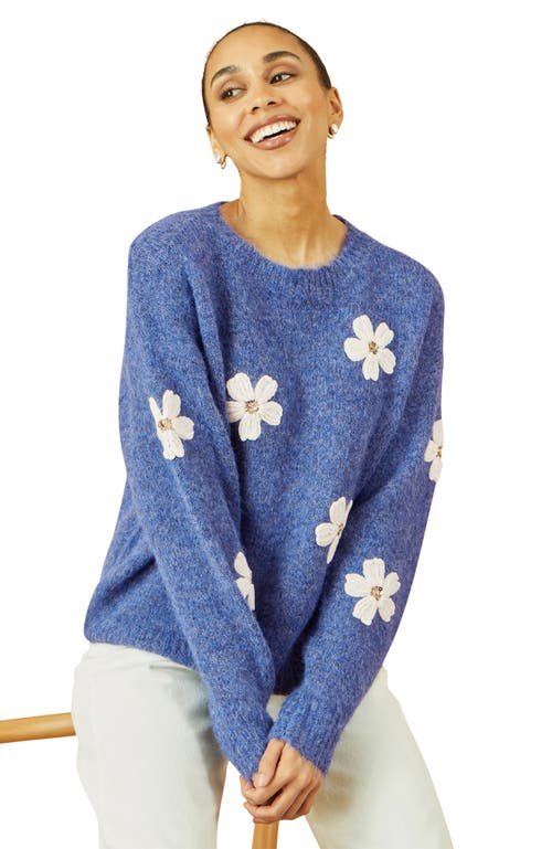 Yumi Crochet Flower Knit Sweater In Brown