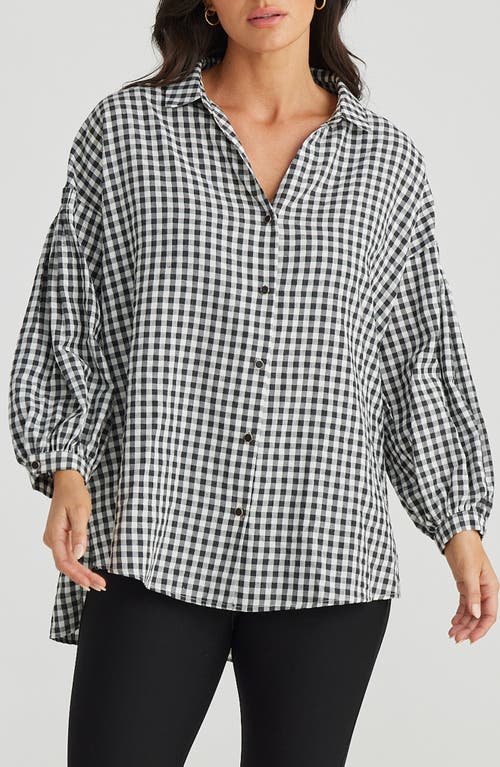 Brave + True Brave+true Duchess Check Print Woven Cotton Shirt In Black
