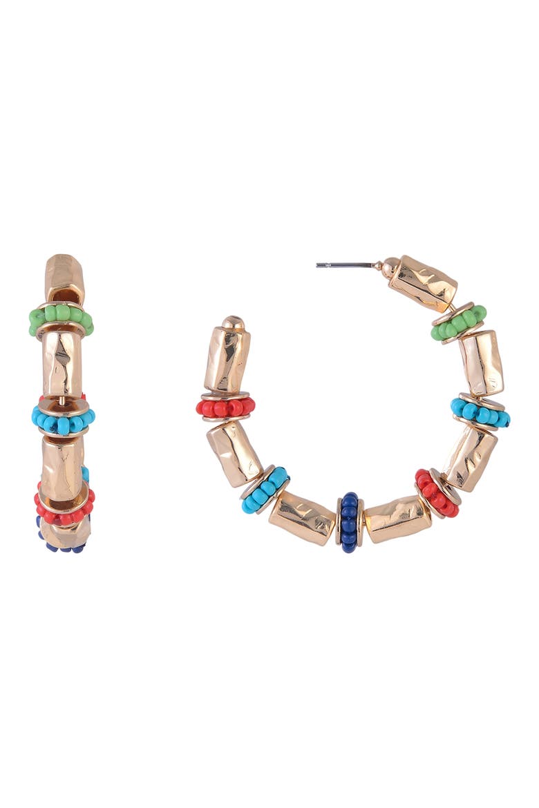 Beaded Hoop Earrings, Main, color, GOLD MULTI