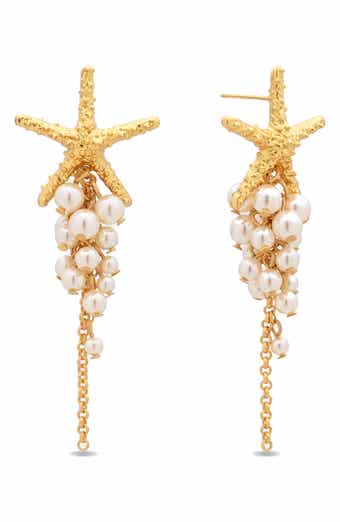 Danica Starfish Faux Pearl Drop Earrings