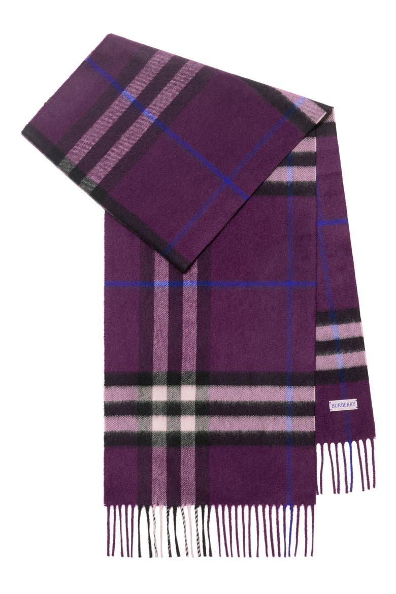 Giant Check Cashmere Scarf, Main, color, PANSY PURPLE