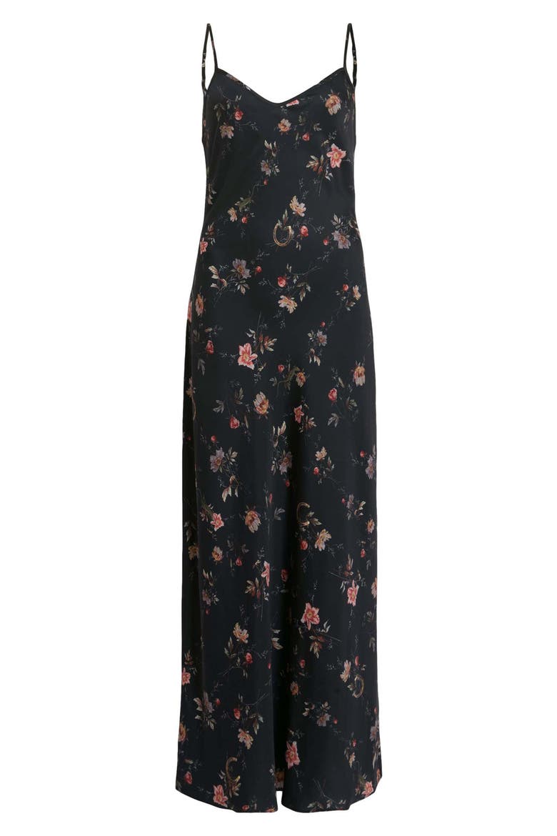 Bryony Floral Print Slipdress, Alternate, color, BLACK