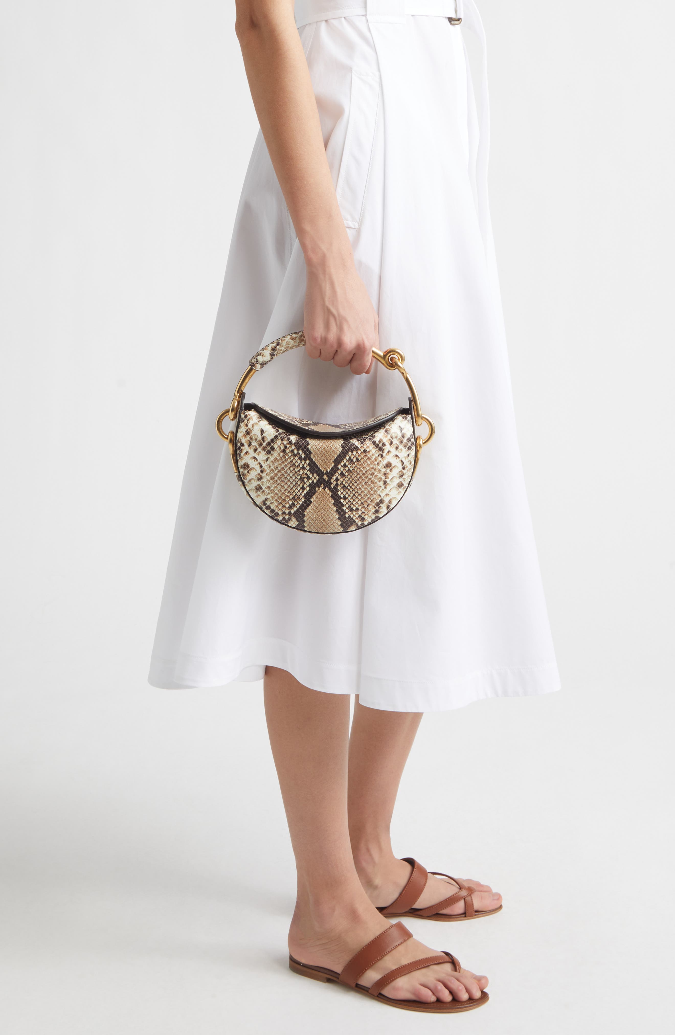 Burberry Bridle Snake Embossed Leather Clutch, Alternate, color, Natural/ Dark Brown