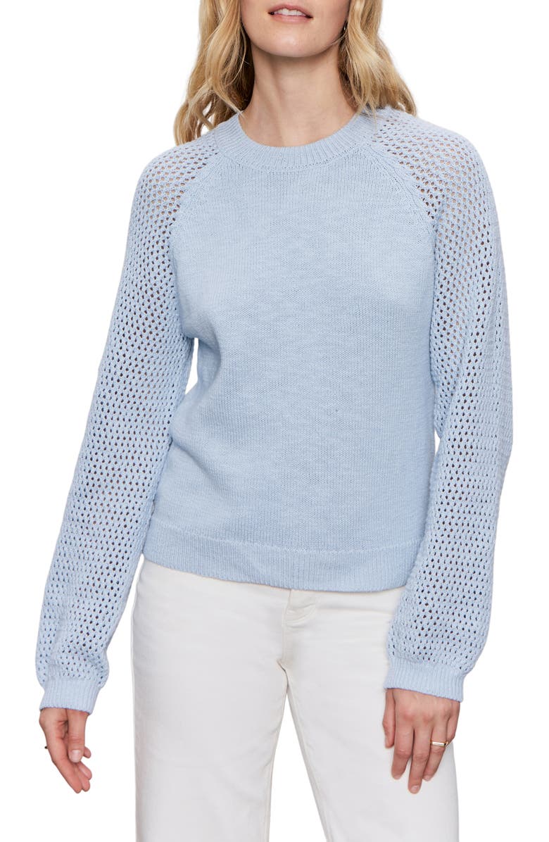 Sanctuary Perfect Moment Mix Stitch Cotton Crewneck Sweater, Alternate, color, Sky Blue