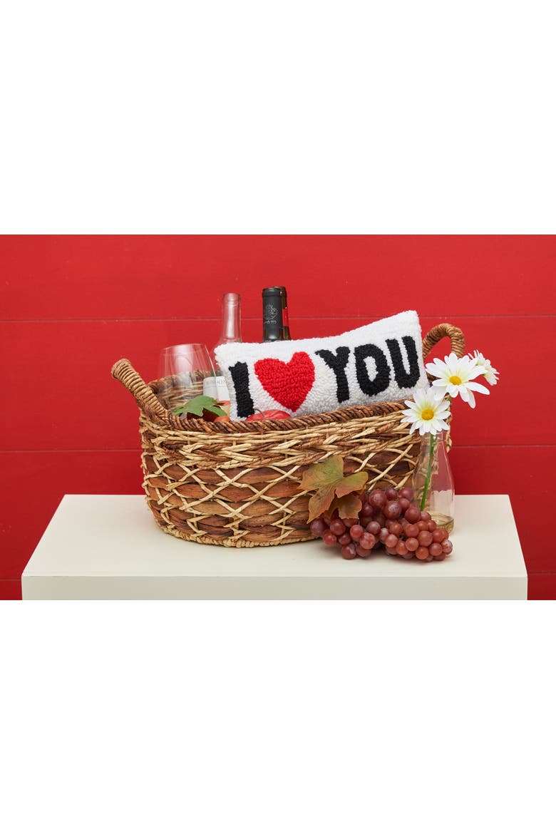 "I Heart You" Mini Hooked White Valentine's Day Accent Pillow 6" x 12", Alternate, color, White