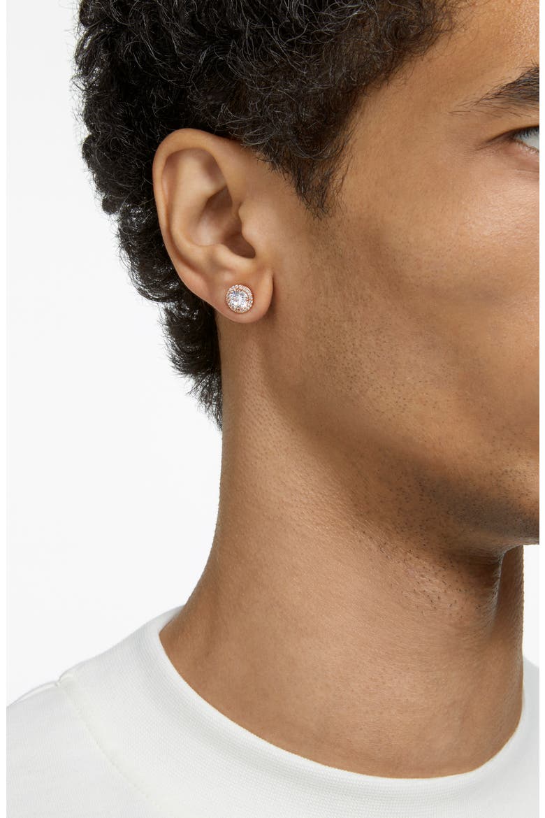 Una Pavé Crystal Stud Earrings, Alternate, color, ROSE GOLD