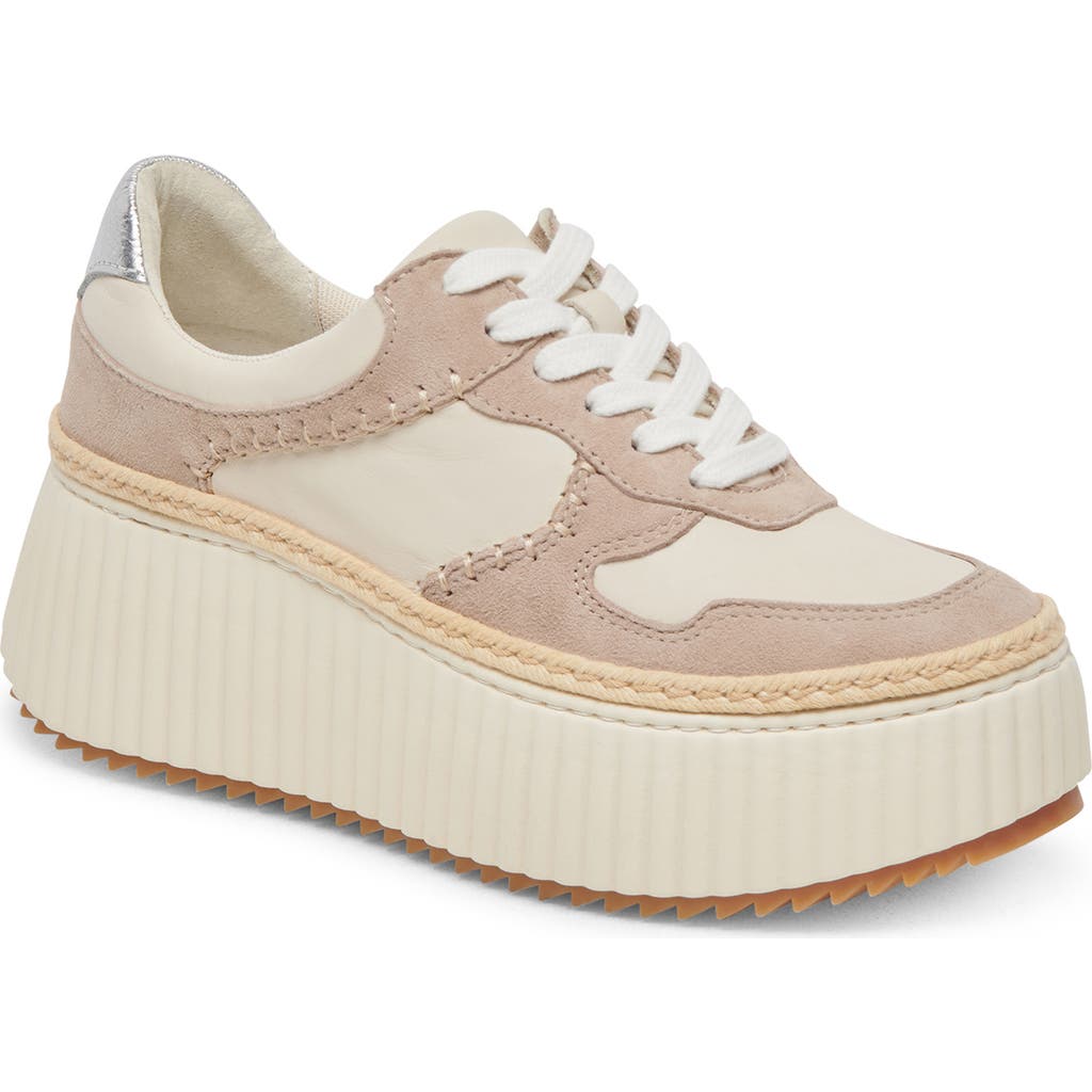 Dolce Vita Women's Dandi Woven Lace-up Platform Sneakers In Taupe Multi Leather