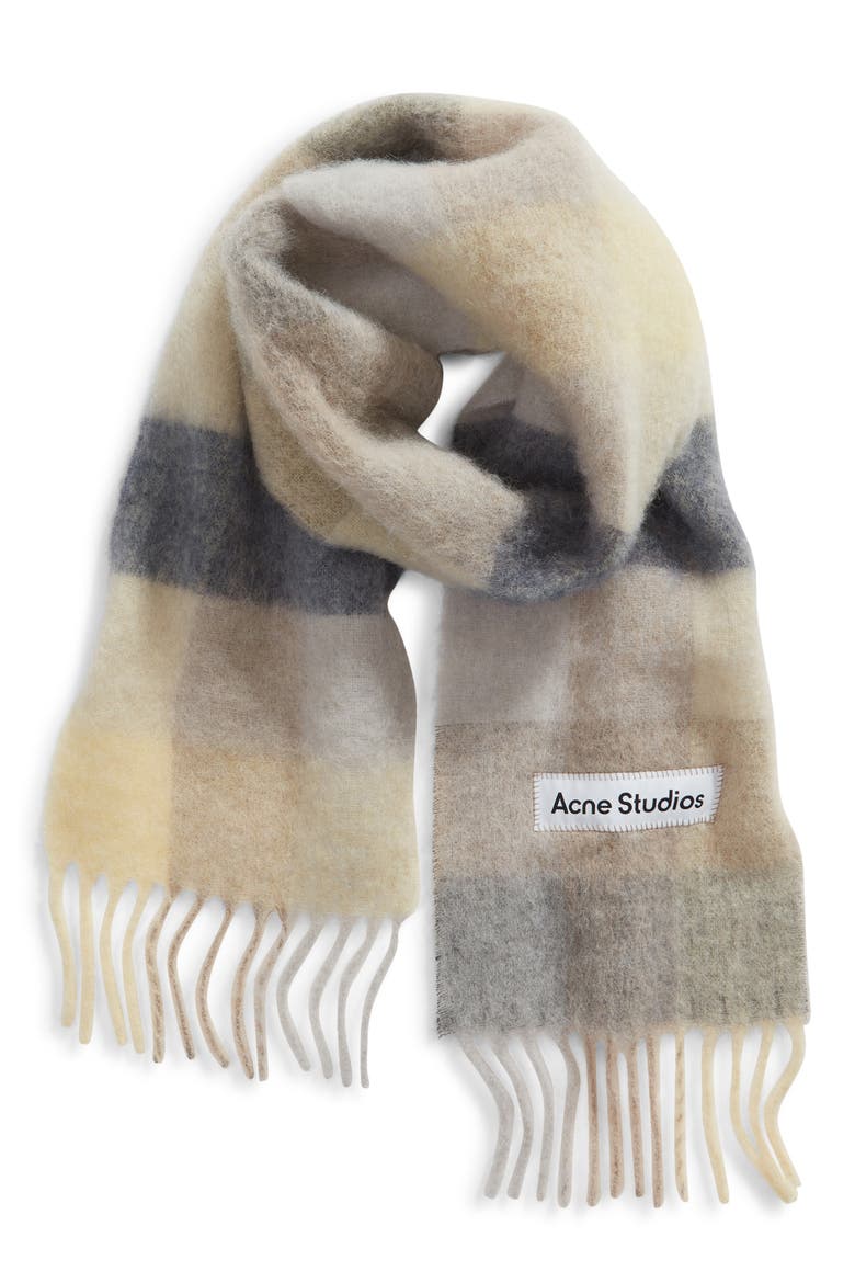 Vally Plaid Alpaca, Wool & Mohair Blend Scarf, Alternate, color, VANILLA/ BEIGE/ LAVENDERDNU