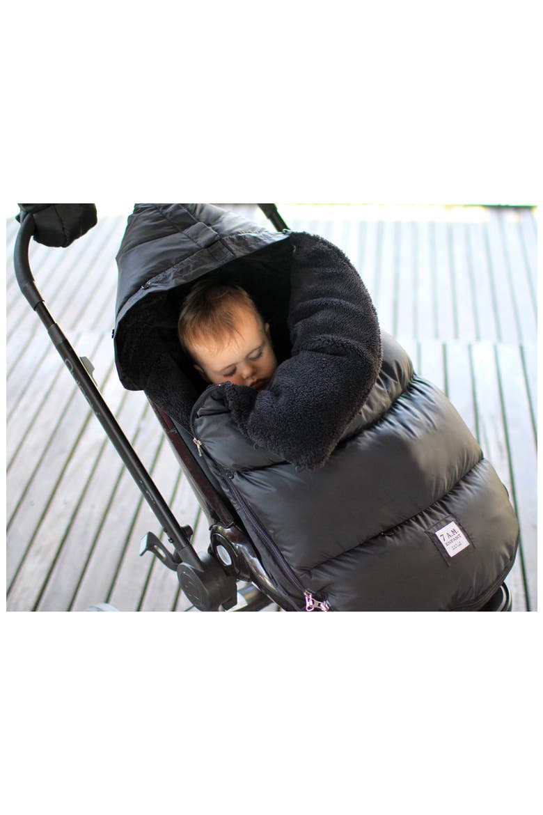 PlushPOD Fleece Lined Water Repellent Car/Seat Stroller Bunting, Alternate, color, BLACK PLUSH
