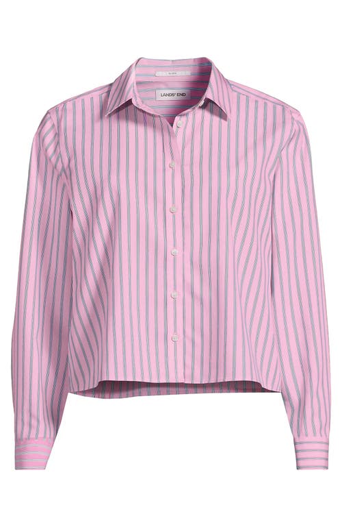 Lands' End Plus Size No Iron Boxy Cropped Shirt In Pink