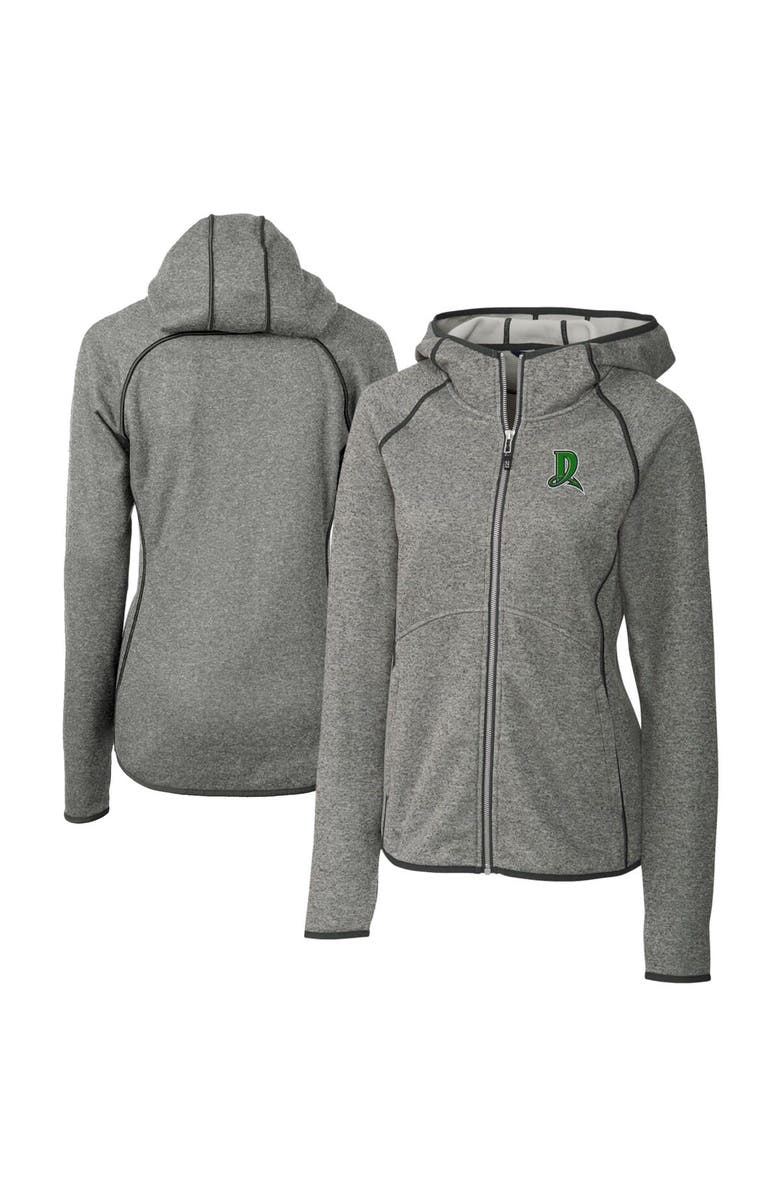 Cutter & Buck Women's Cutter & Buck  Heather Gray Dayton Dragons Mainsail Sweater Knit Raglan Full-Zip Hoodie, Main, color, 