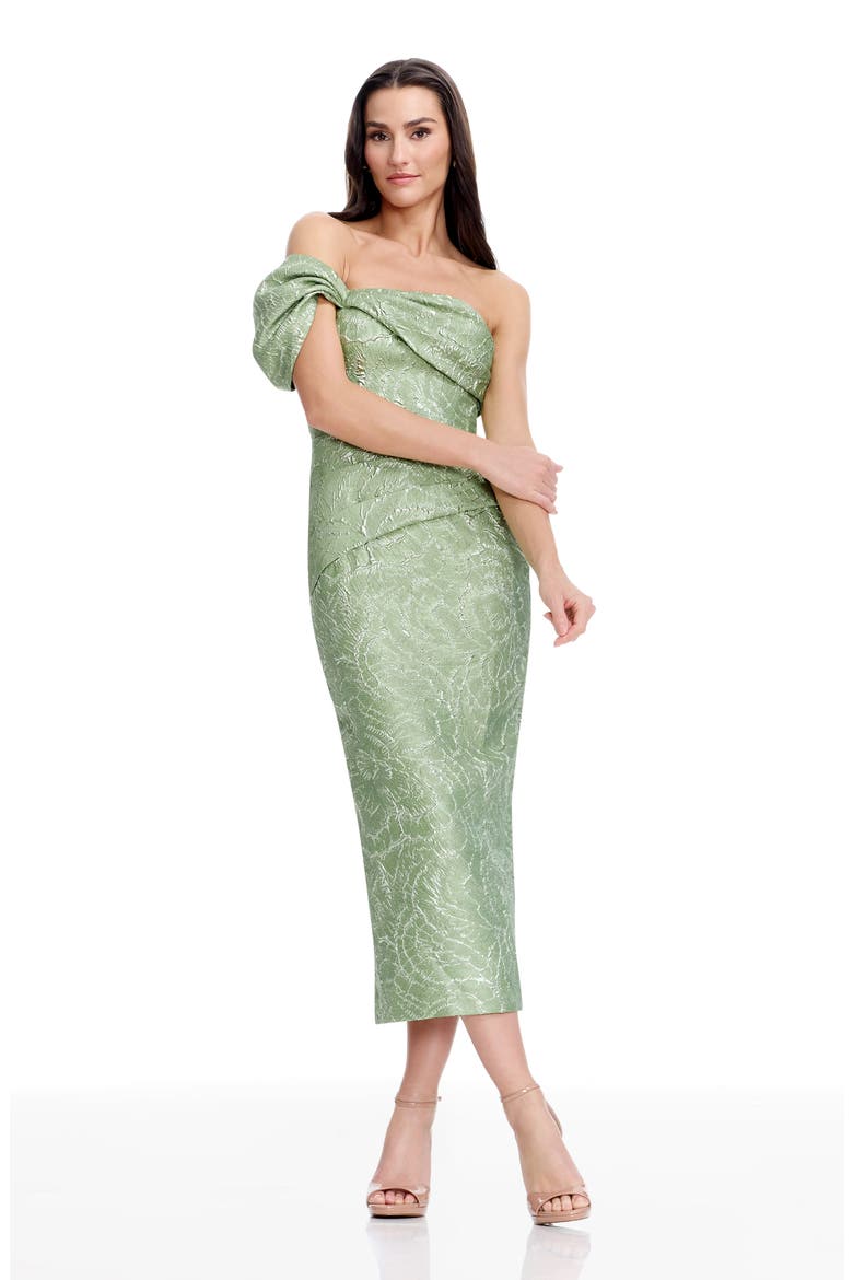 Cyprus Metallic Floral Jacquard Sheath Dress, Alternate, color, SAGE