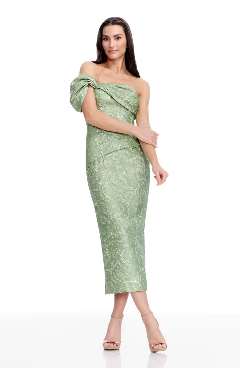 Dress the Population Cyprus Metallic Floral Jacquard Sheath Dress, Alternate, color, Sage
