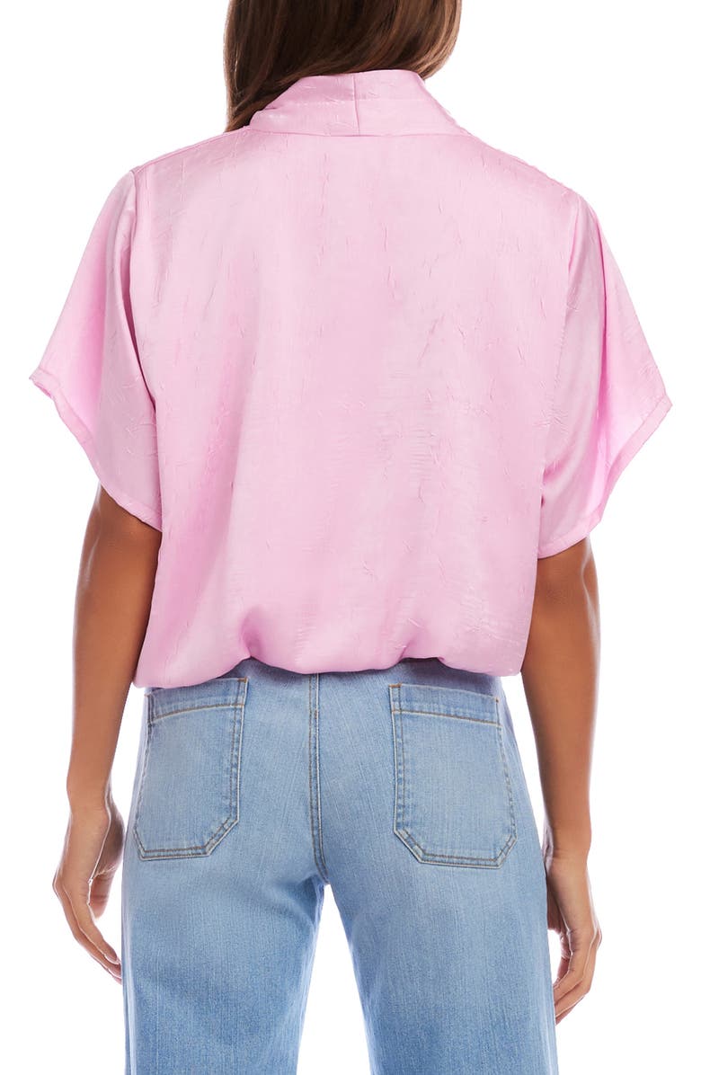 Karen Kane Crushed Satin V-Neck Top, Alternate, color, Pink