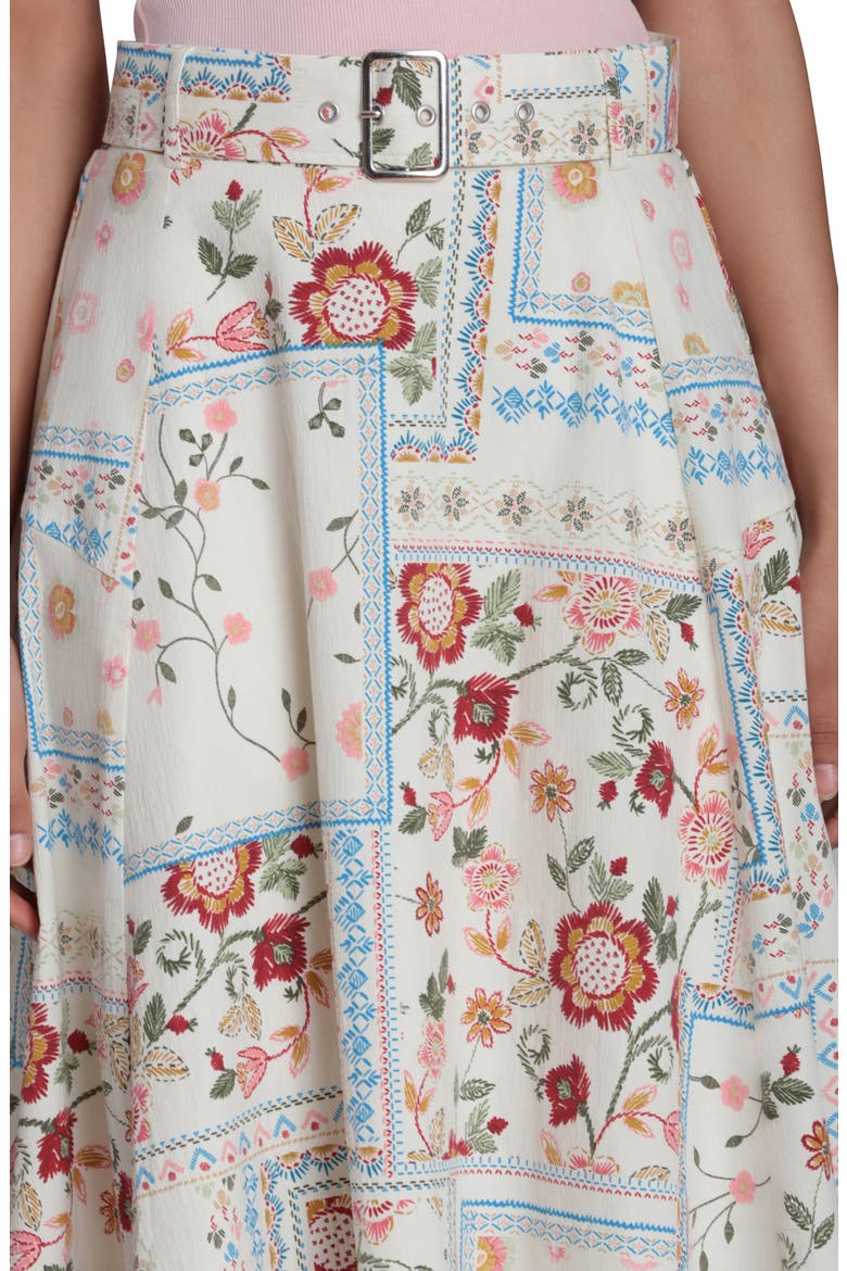 Belted Midi Skirt, Alternate, color, GARDEN BANDANA