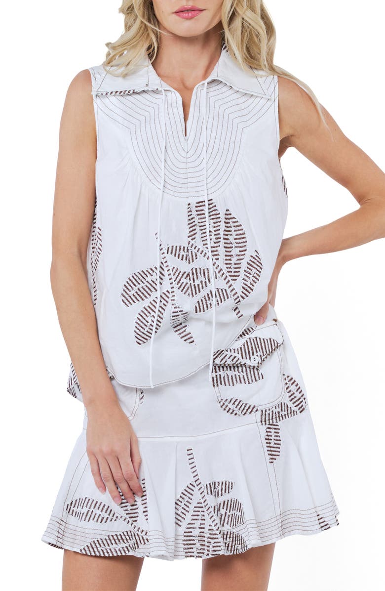 CIEBON Minah Leaf Embroidery Sleeveless Top, Main, color,