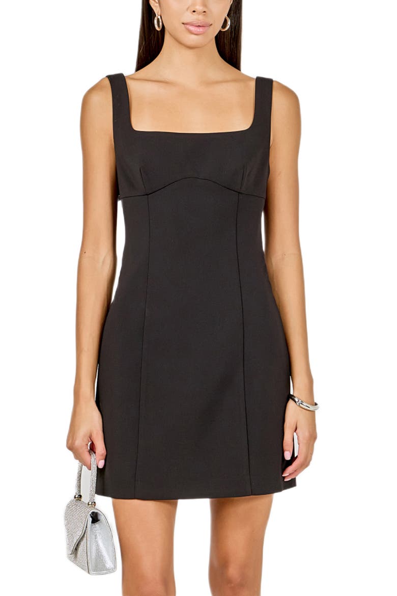 Back Bow Sleeveless Minidress, Alternate, color, BLACK