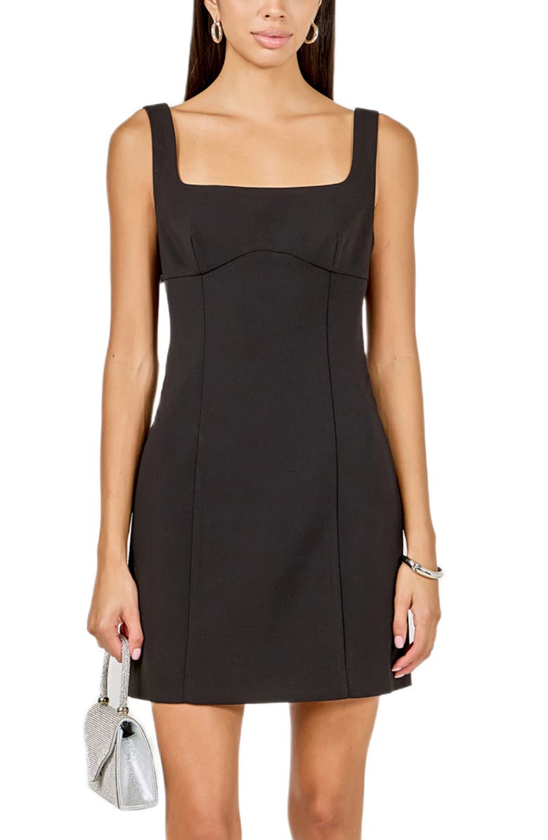 Endless Rose Back Bow Sleeveless Minidress, Alternate, color, Black