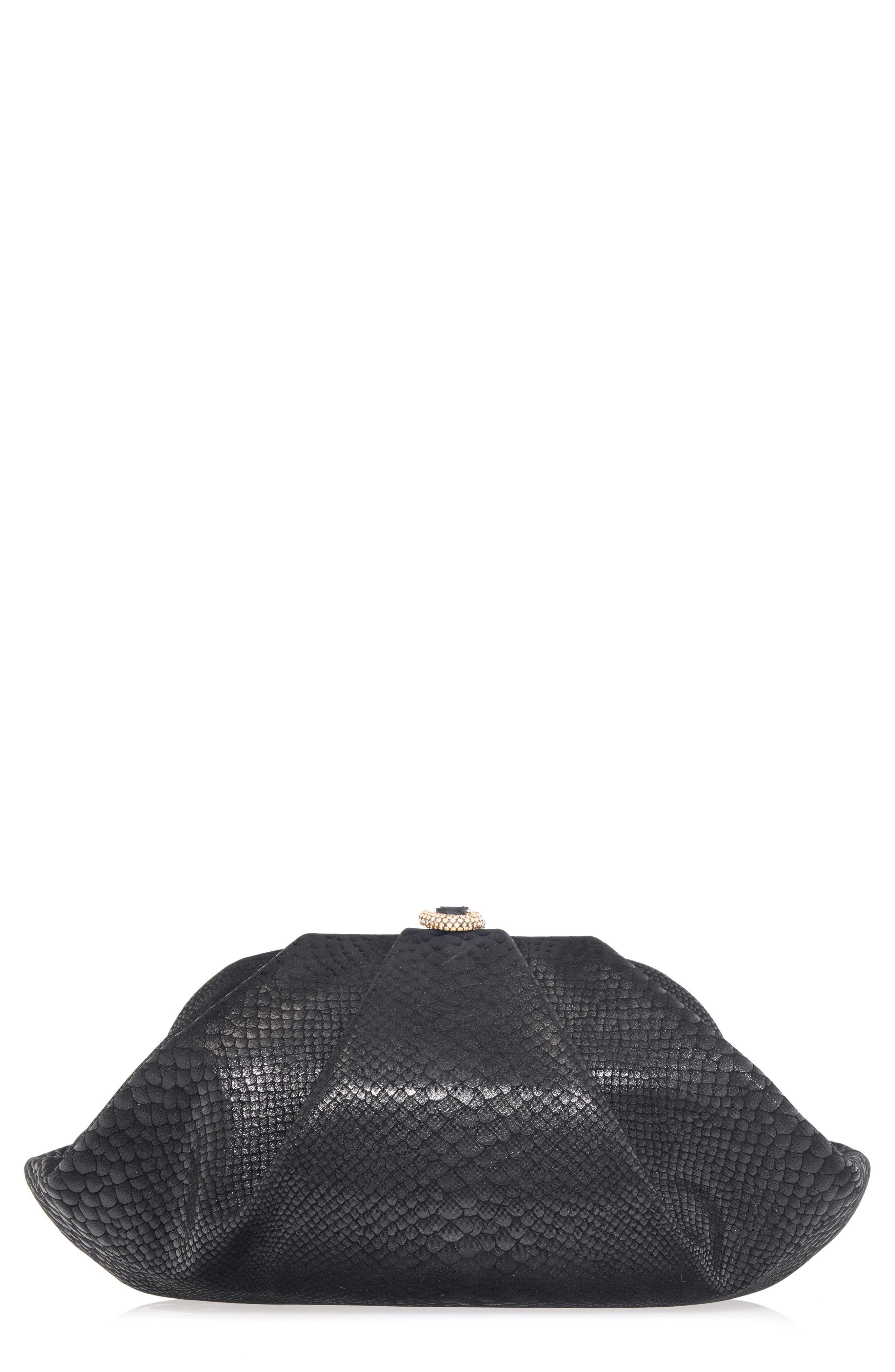 JUDITH LEIBER COUTURE Grande Gemma Snakeskin Embossed Leather Clutch, Main, color, 