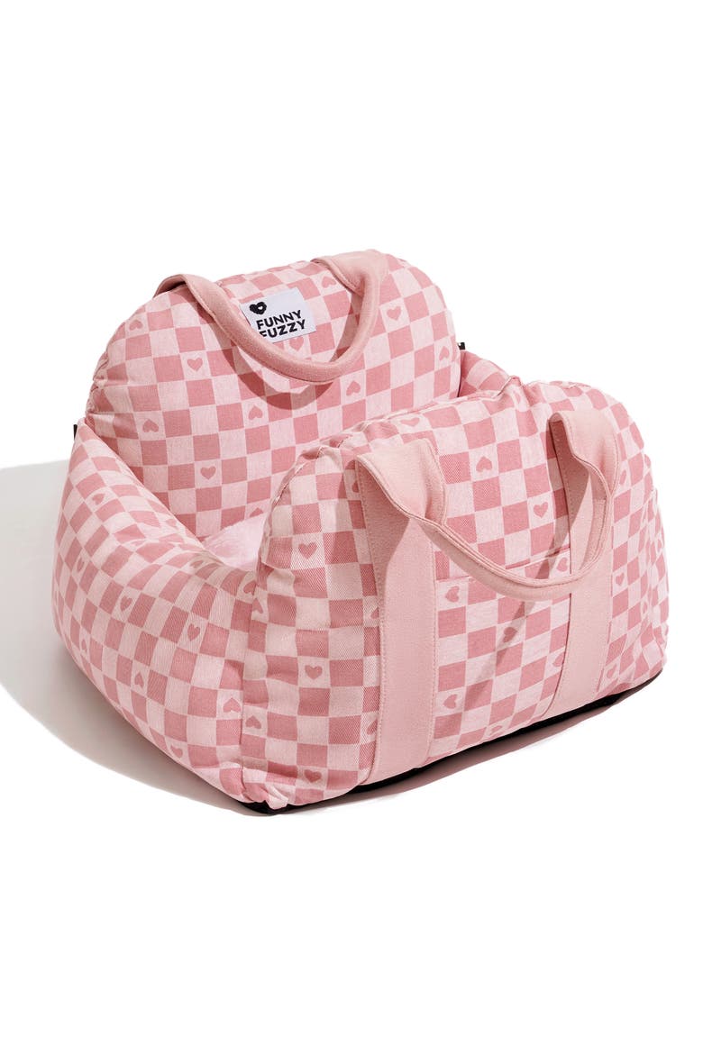First Class Dog Car Seat Bed, Main, color, Pink Heart