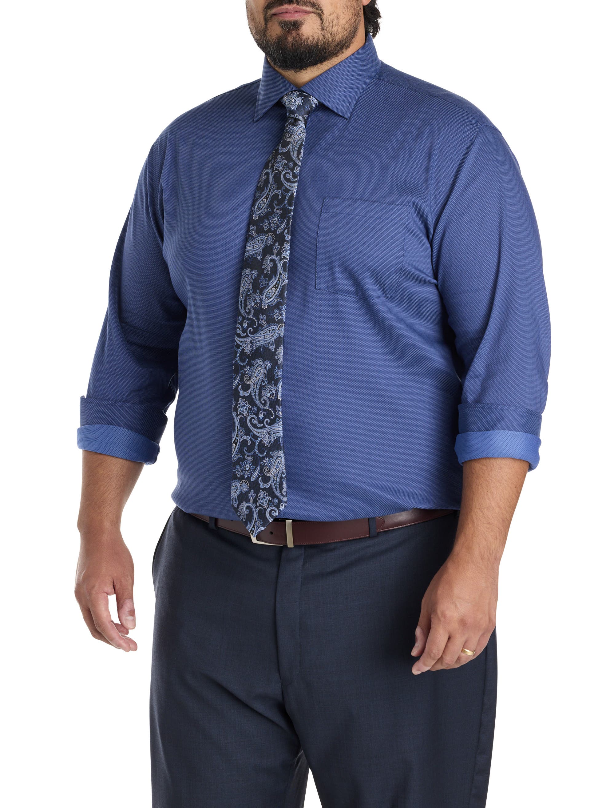 Big & Tall Micro Patterned Performance Dress Shirt - image 4