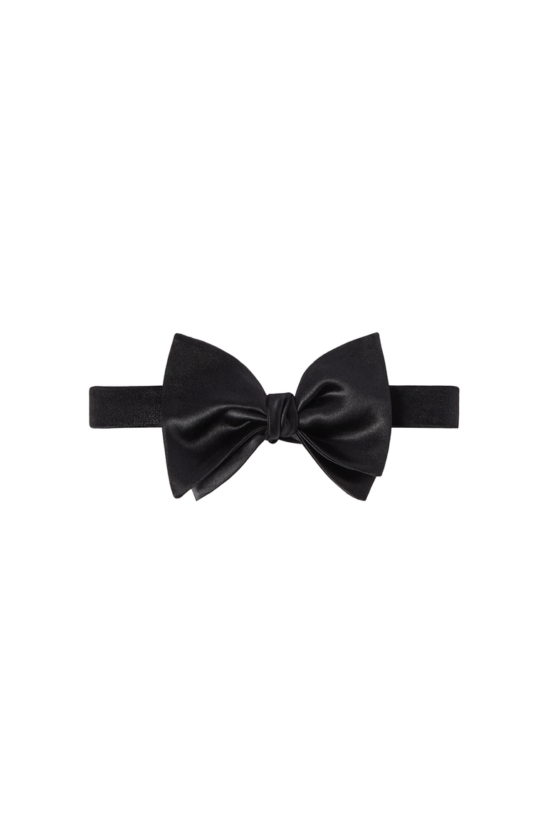 Cotton and silk satin bow tie, Alternate, color, Black