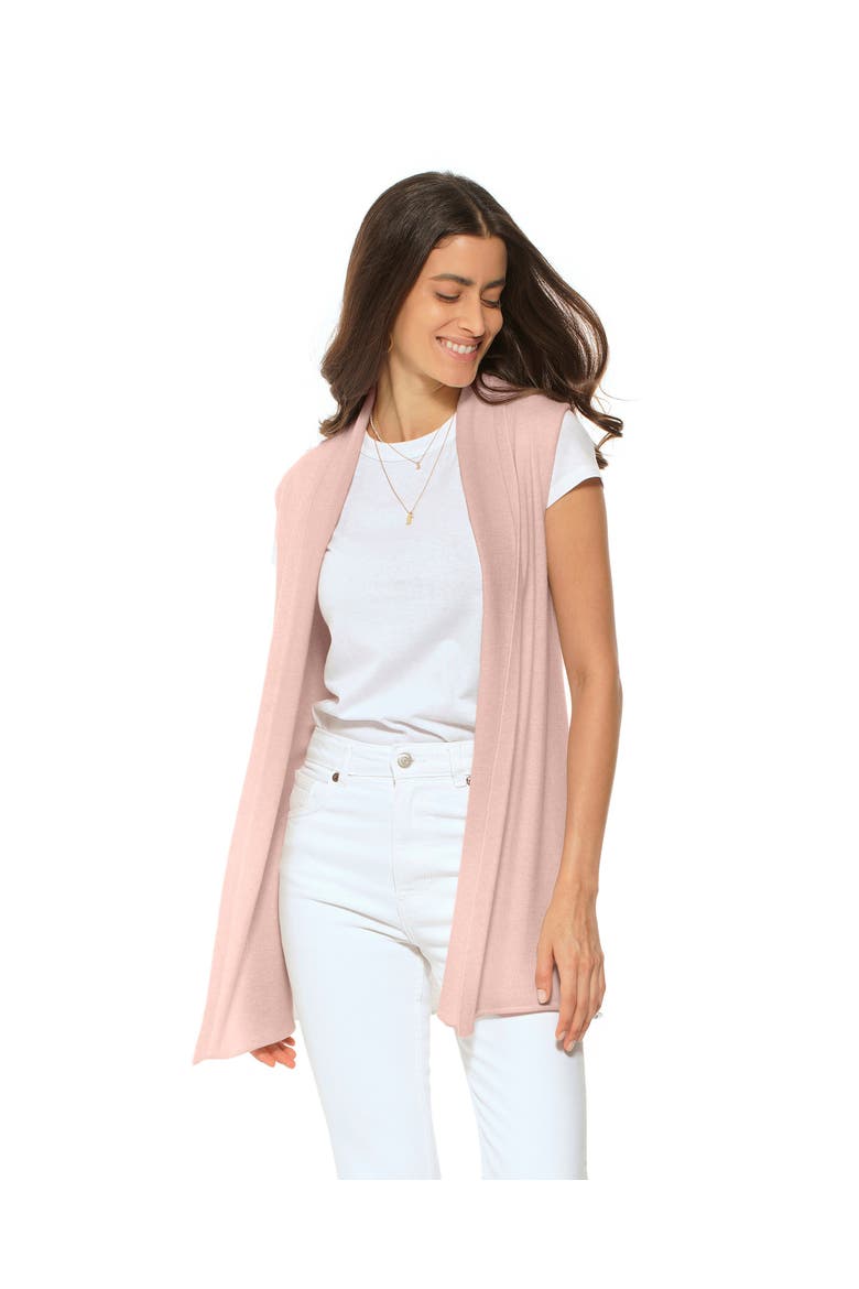 Pure Cashmere Sleeveless Long Open Front Cardigan, Main, color, Peach