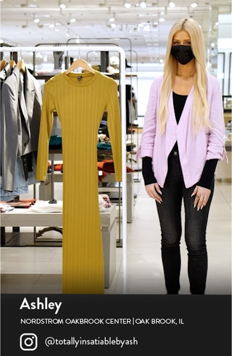 Lace-Up Back Long Sleeve Rib Midi Dress, sales video thumbnail