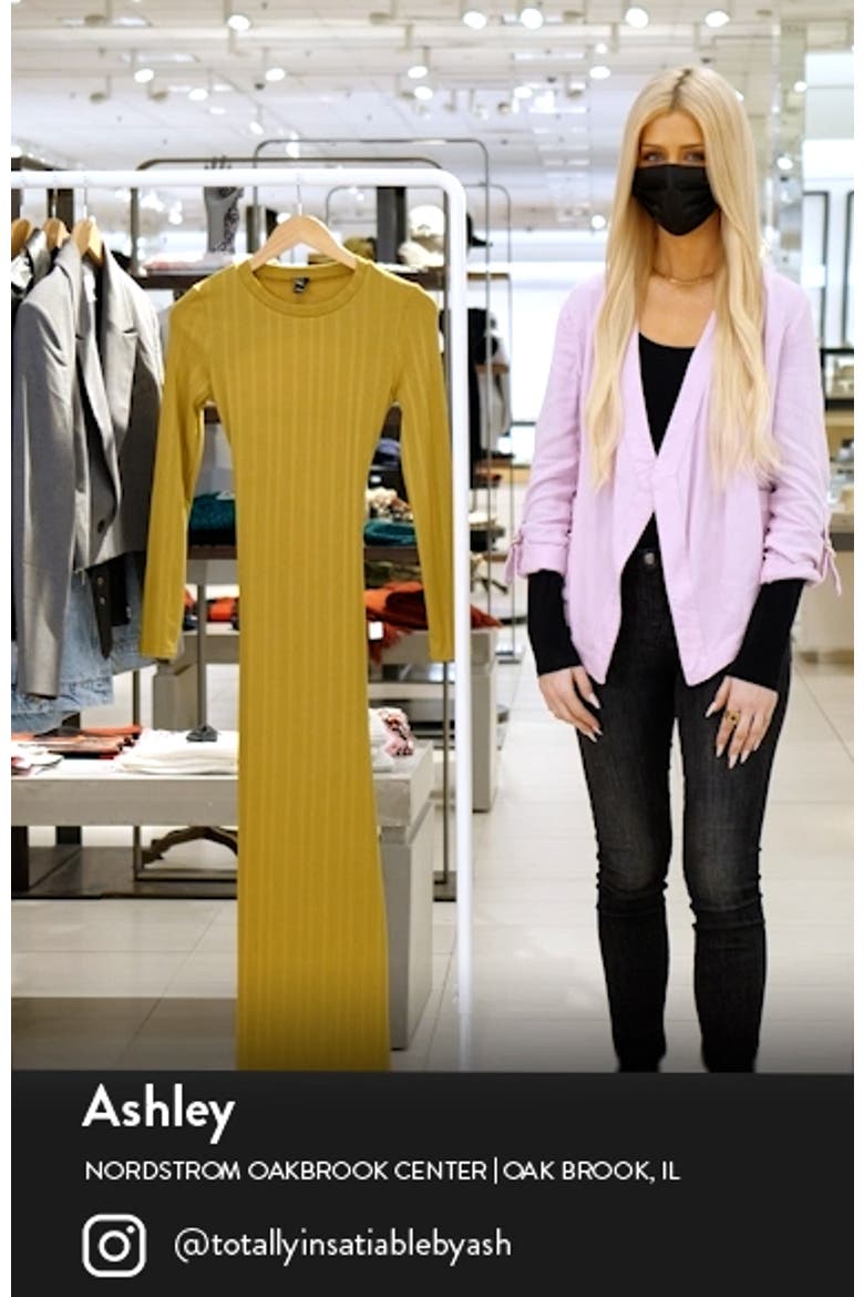 Lace-Up Back Long Sleeve Rib Midi Dress video