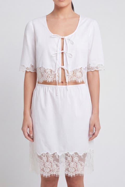Soleil Lace Trim Cotton Skirt