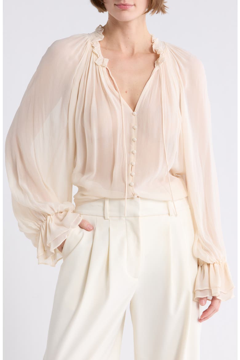 Josephine Tie Neck Top, Main, color, BISCOTTI