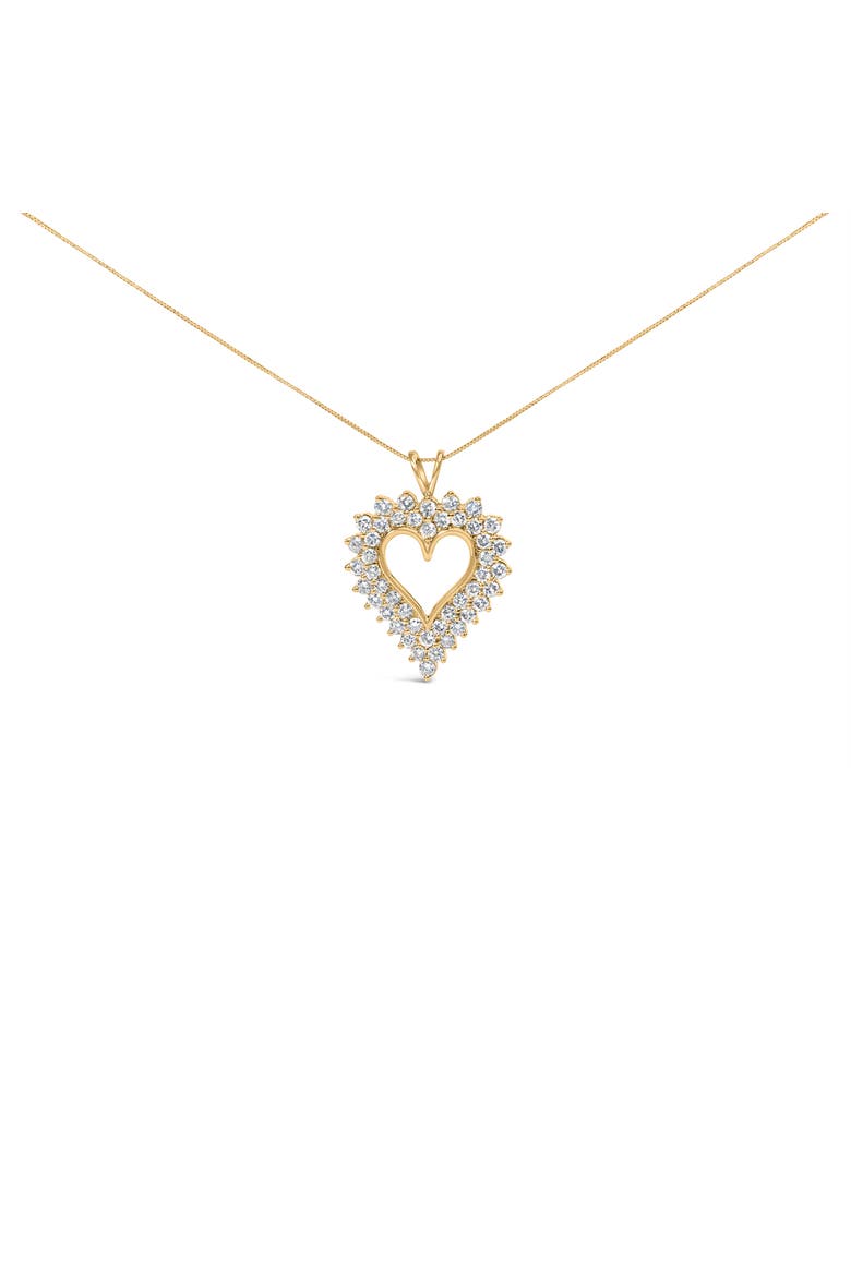 14K Yellow Gold Plated Silver Diamond Open Heart Pendant Necklace, Main, color, Yellow