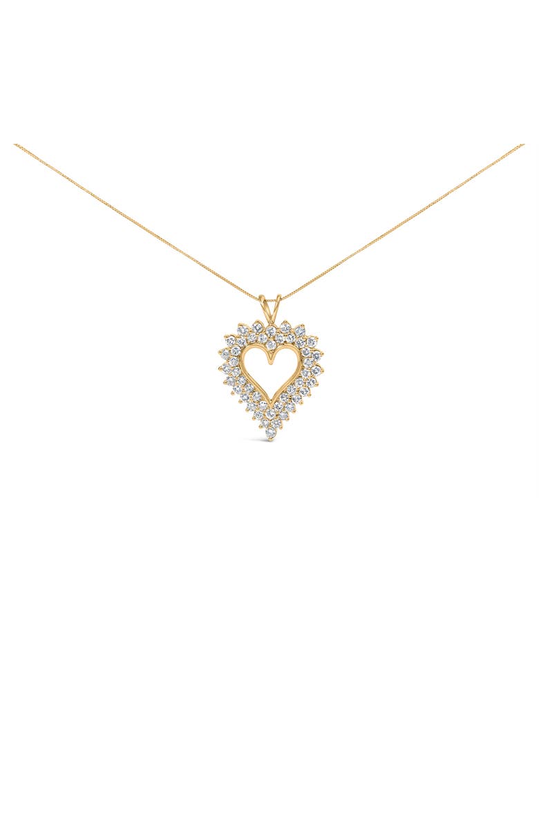 Haus of Brilliance 14K Yellow Gold Plated Silver Diamond Open Heart Pendant Necklace, Main, color, Yellow
