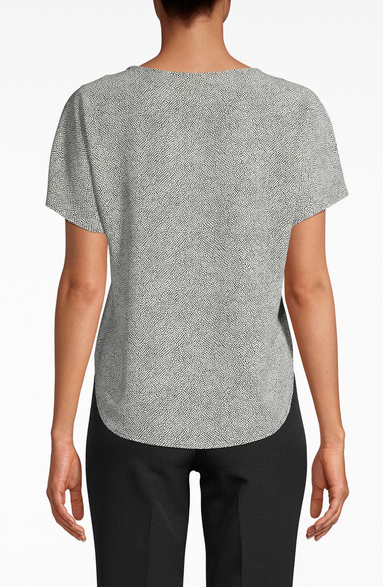 Anne Klein Microdot Short Sleeve Top, Alternate, color, Anne White/ Anne Black