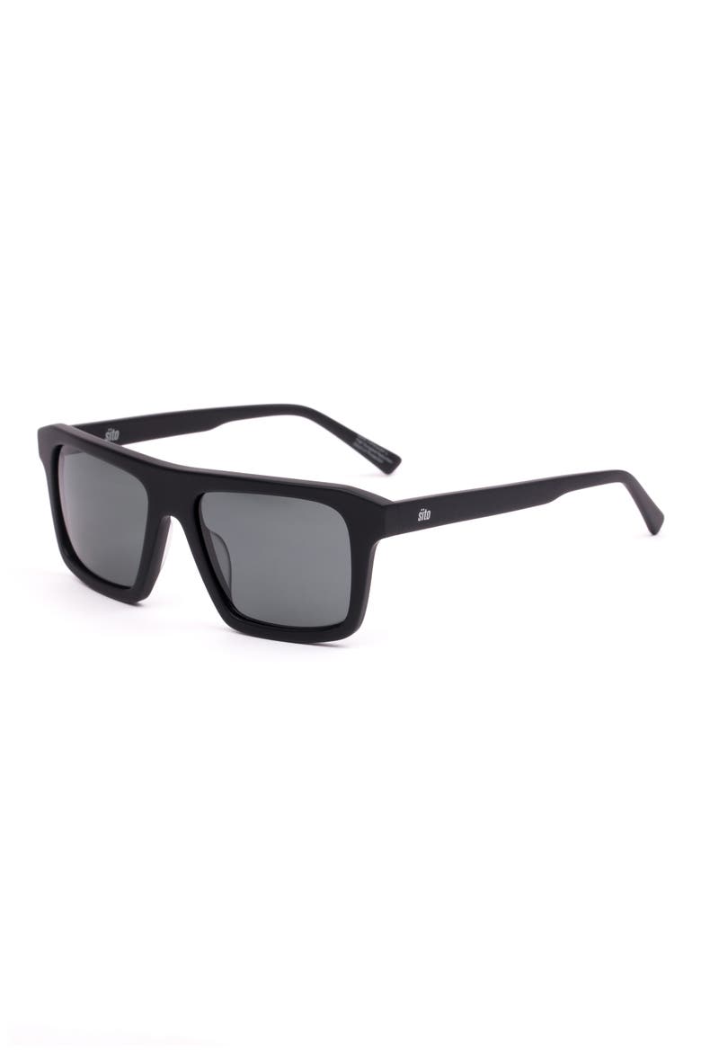 GT 59mm Polarized Square Sunglasses, Alternate, color, BLACK