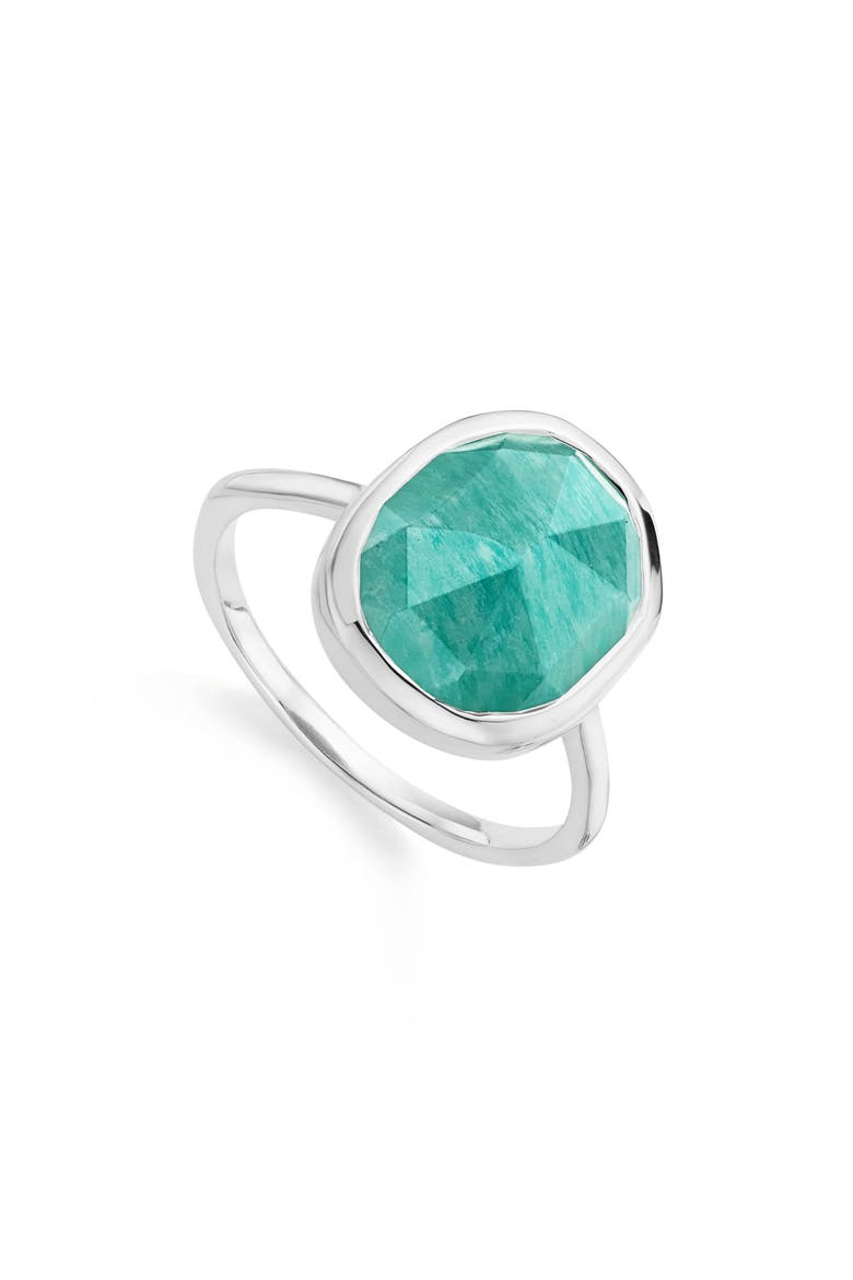 Siren Medium Stacking Ring, Main, color, SILVER/ AMAZONITE