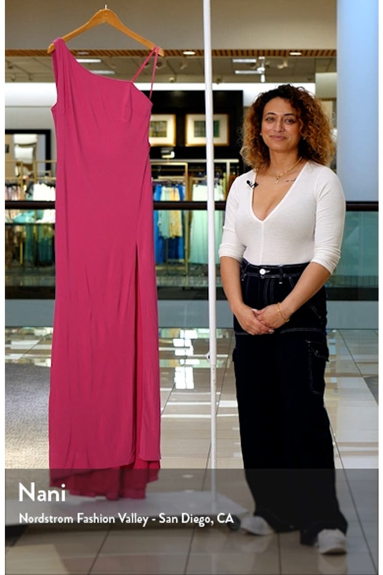 Jersey One Shoulder Draped Back Gown video