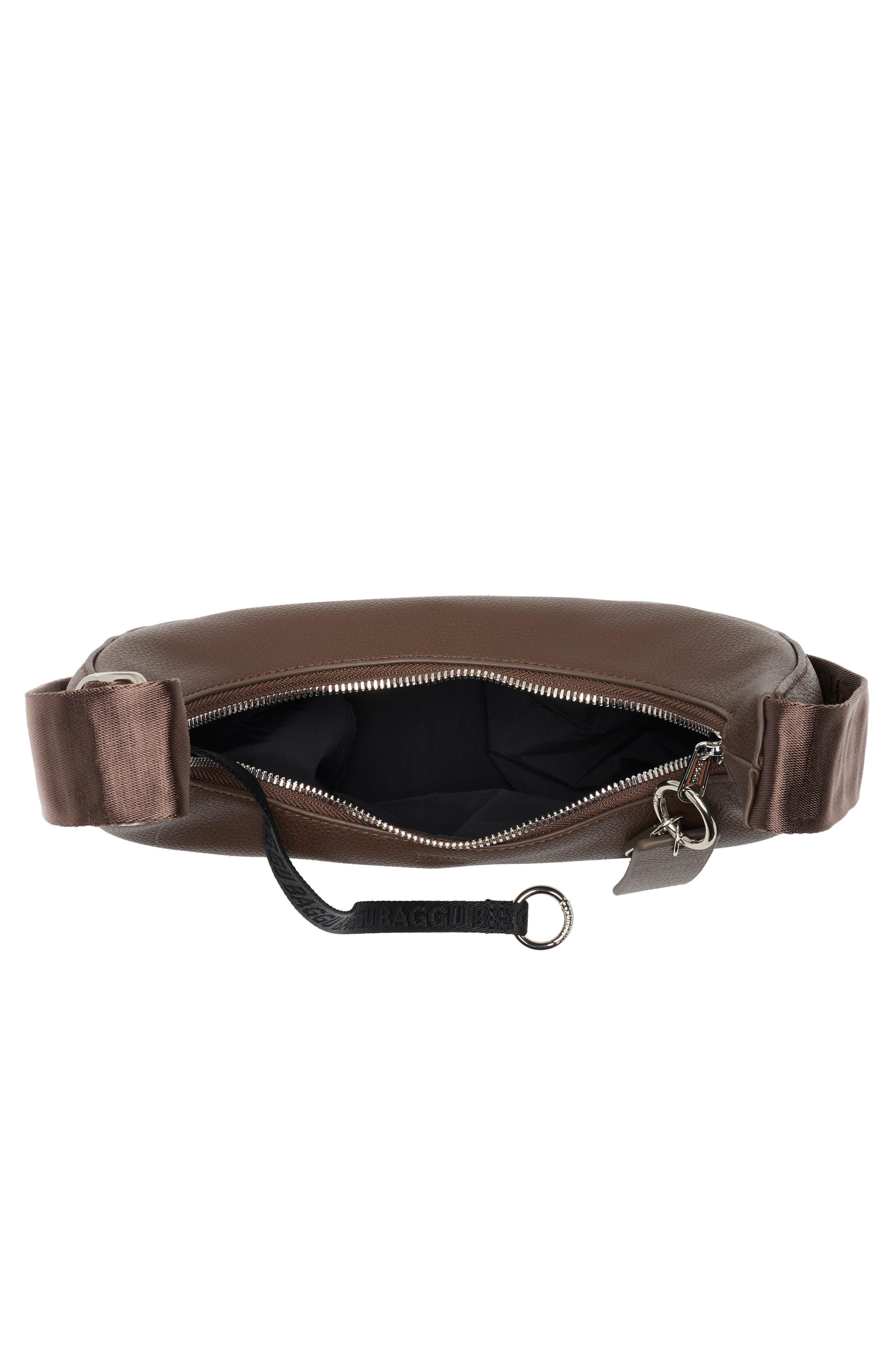 Baggu Small Recycled Leather Crescent Bag, Alternate, color, Brown