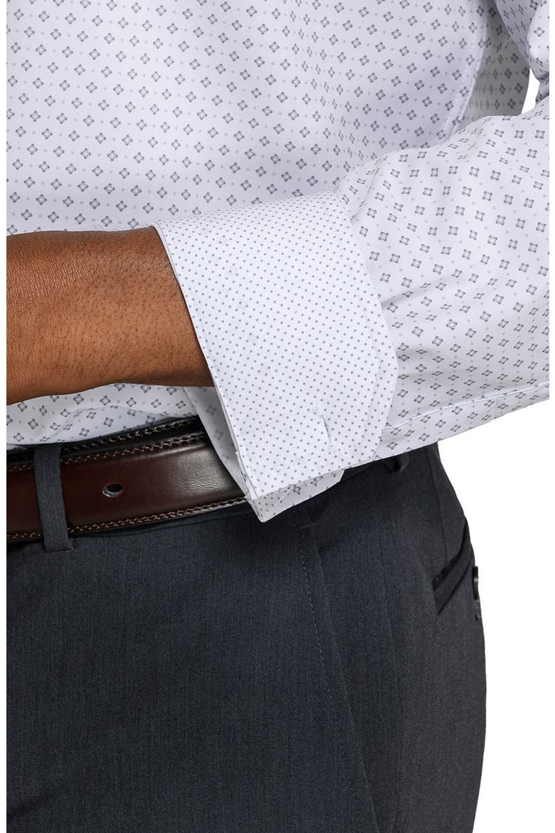 Double Diamond Slim Fit Performance Dress Shirt, Alternate, color, WHITE/ SILVER