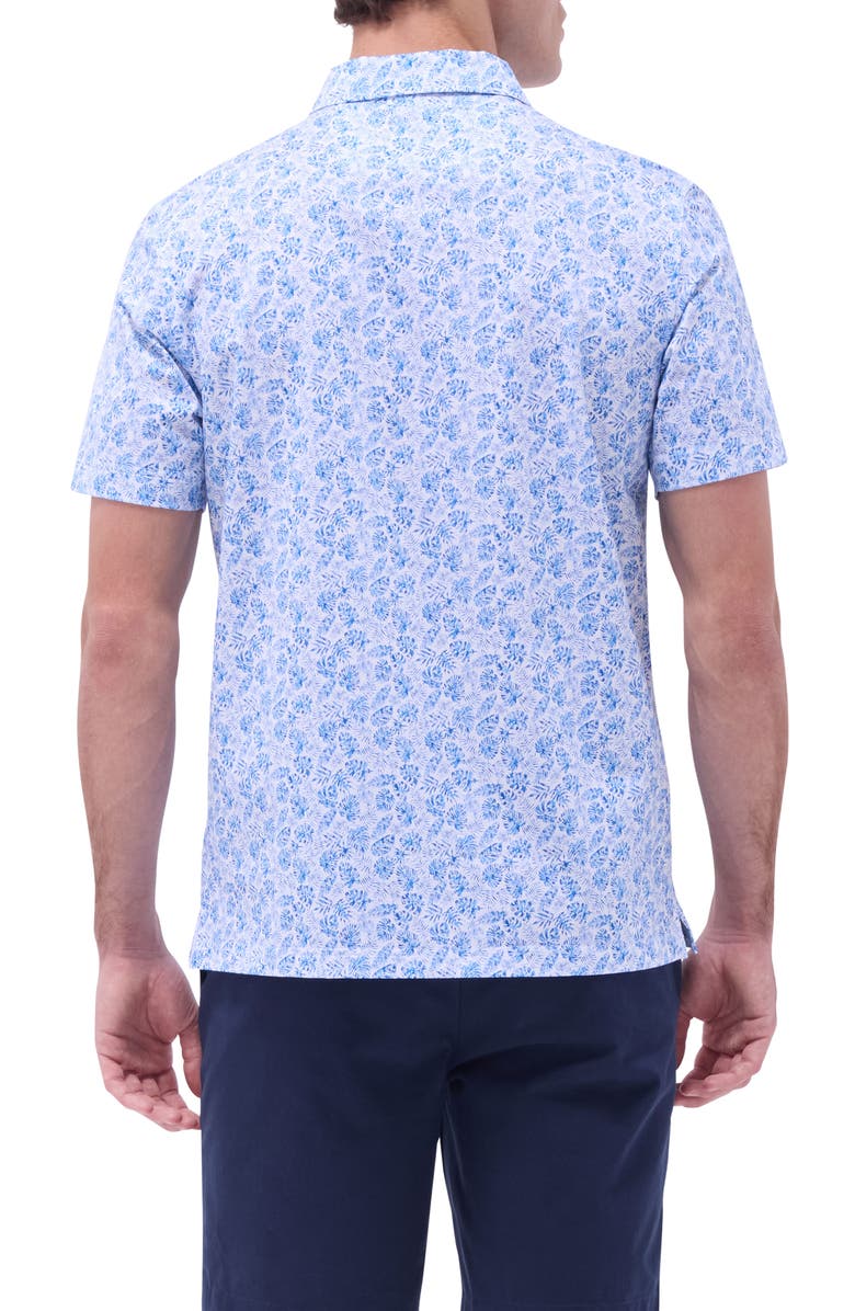 Bugatchi Victor OoohCotton<sup>®</sup> Leaf Print Polo, Alternate, color, Classic Blue