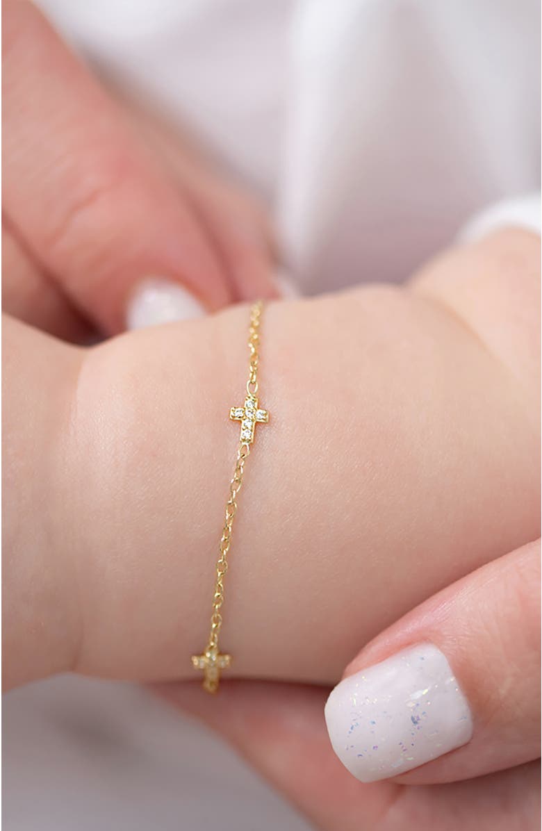 In Season Jewelry 14k Tiny Cross Link Bracelet, Alternate, color, Gold