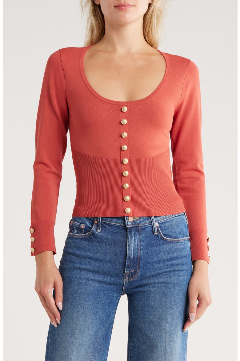 Lanetta Rib Top, Main, color, DARK UMBER/ GOLD