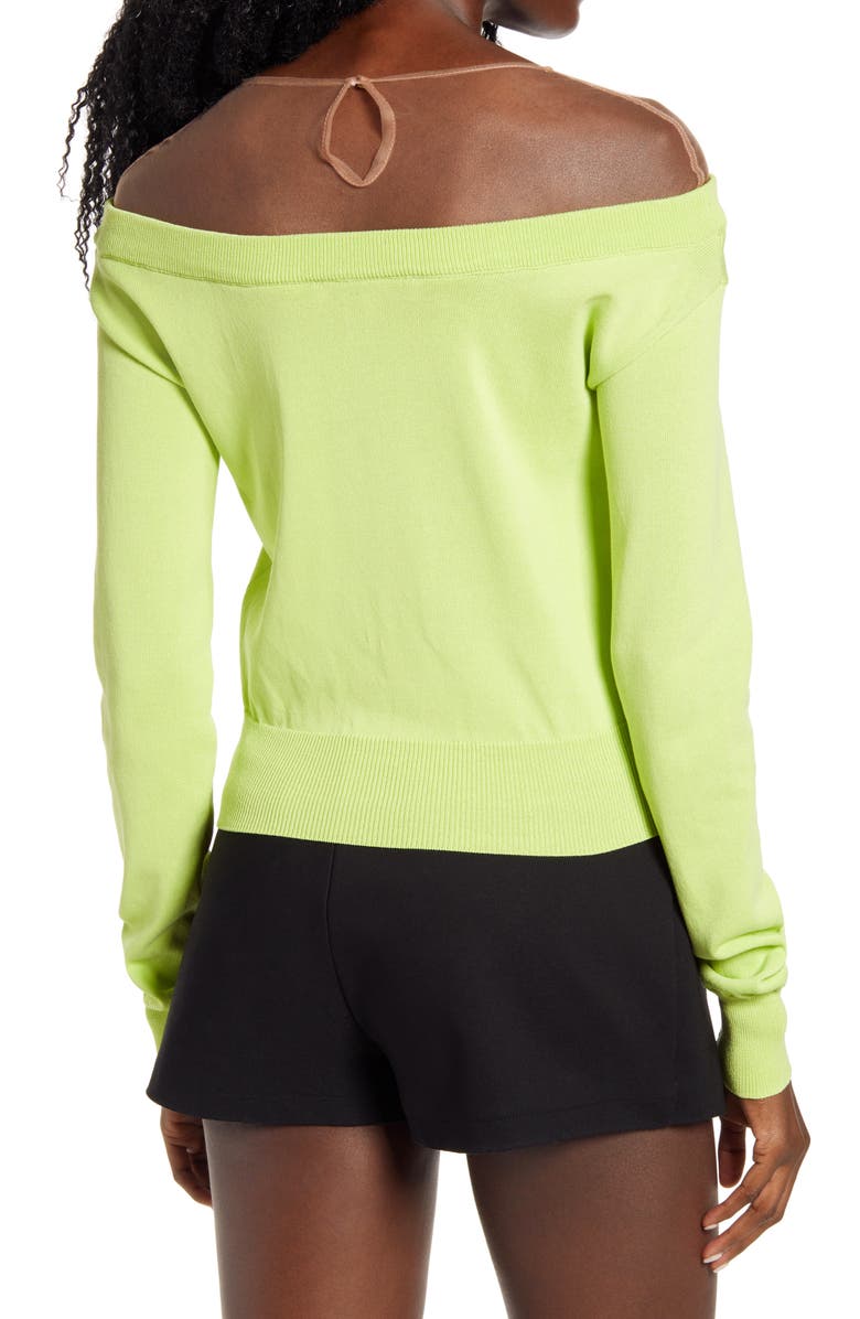 Endless Rose See Through Yoke Sweater, Alternate, color, Yellow