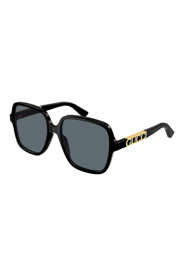 59mm Square Sunglasses, Alternate, color, BLACK